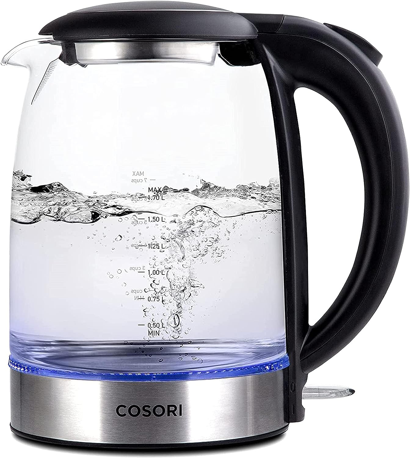 COSORI Electric Tea Kettle for Boiling Water, Stainless Steel Filter, 1.7L/1500W, Hot Water Boiler, Wide OpeningAutomatic Shut Off, BPA-Free, Black