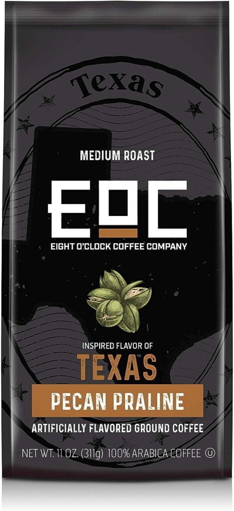 Eight OClock Coffee Flavors of America Texas Pecan Praline, 11 Ounce, Ground Coffee, 100% Arabica, Buttery Pecan Flavor