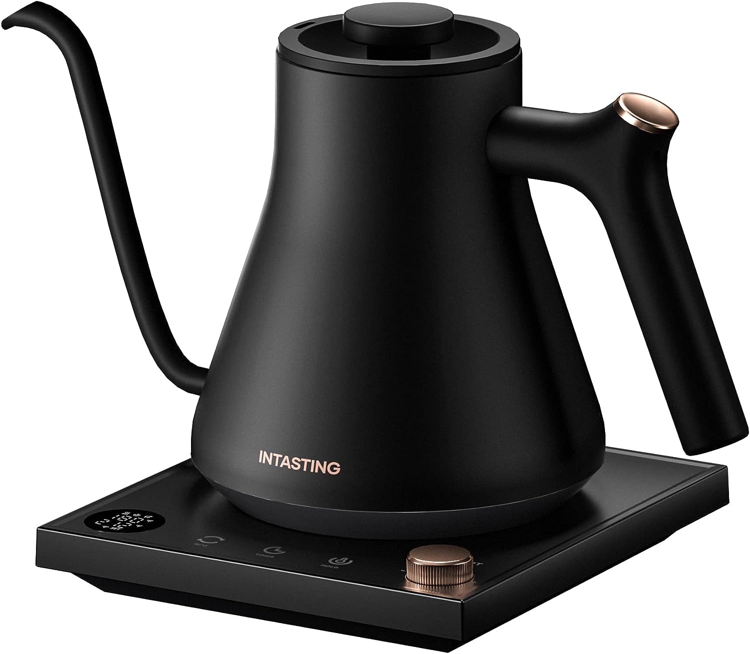 Electric Kettles, INTASTING Gooseneck Electric Kettle, ±1℉ Temperature Control, Stainless Steel Inner, Quick Heating, for Pour Over Coffee, Brew Tea, Boil Hot Water, 0.9L Black