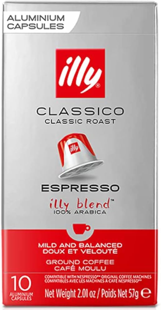 Illy Espresso Single Serve Coffee Compatible Capsules, 100% Arabica Bean Signature Italian Blend, Classico Medium Roast, 10 Count (Pack of 1)