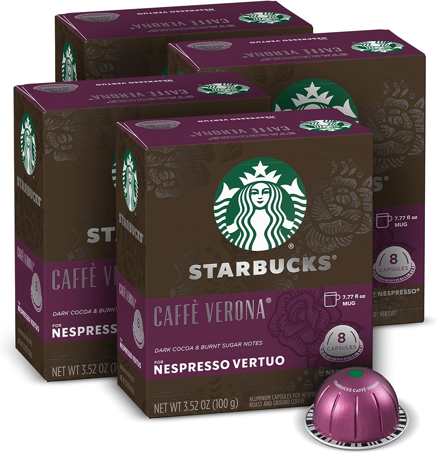 Starbucks by Nespresso Dark Roast Caffè Verona Coffee (32-count single serve capsules, compatible with Nespresso Vertuo Line System)