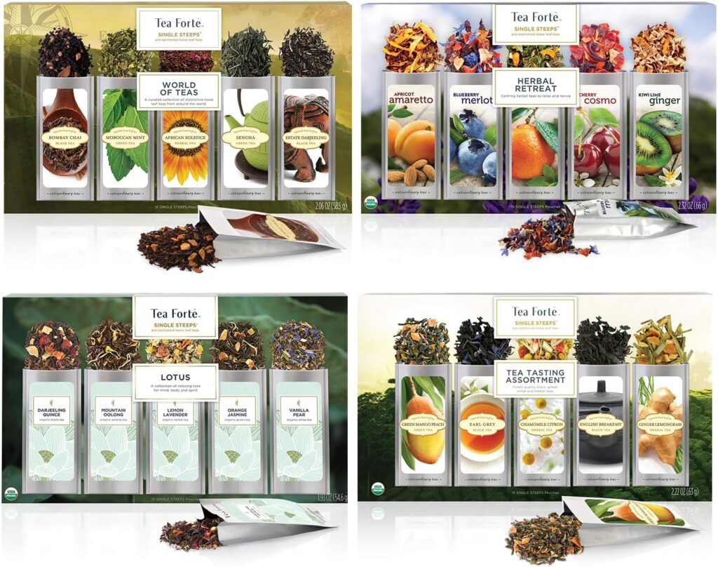 Tea Forte Single Steeps Bundle - Tea Tasting, Lotus, Herbal Retreat  World of Teas